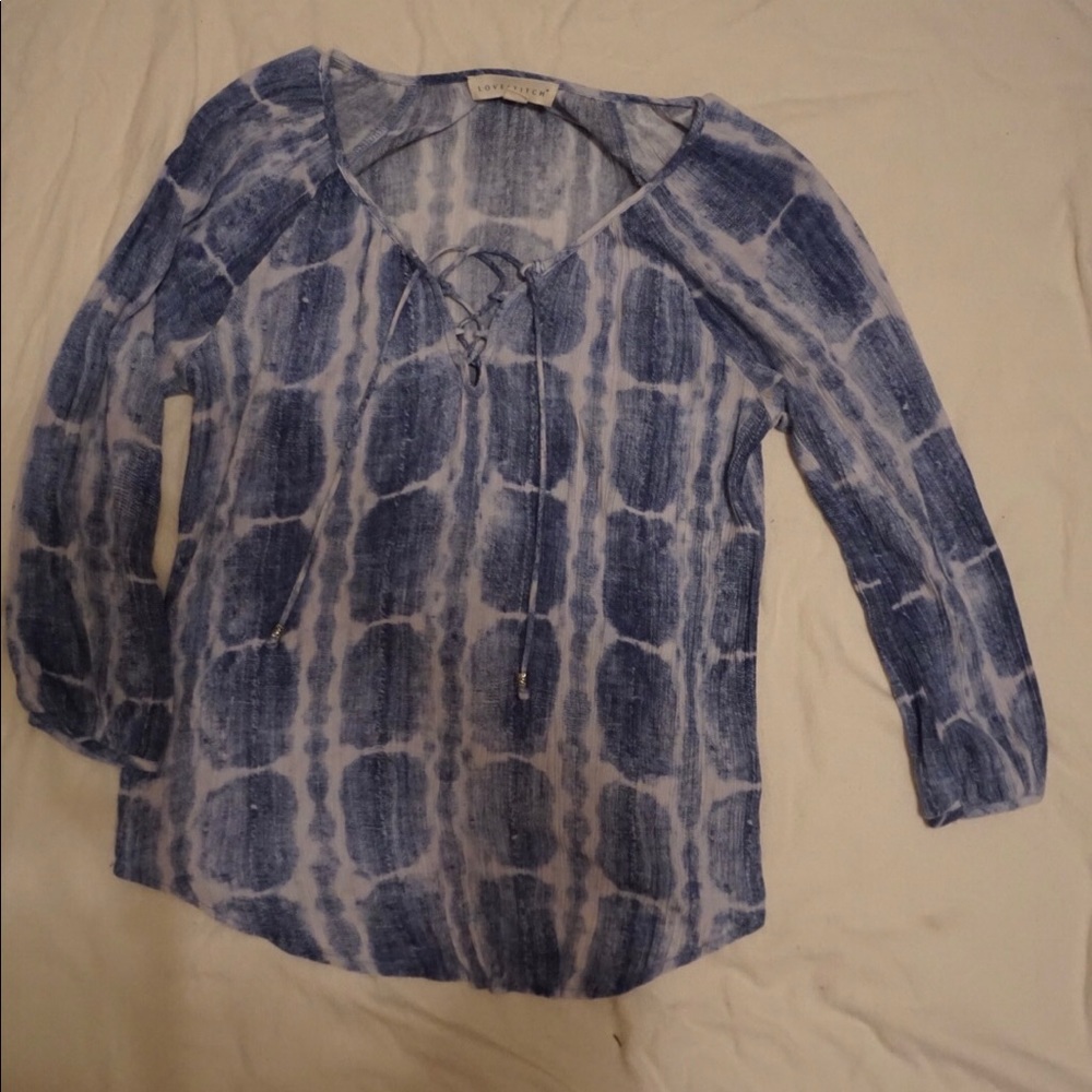 blue tie dye dressy beach top (Lovestitch)